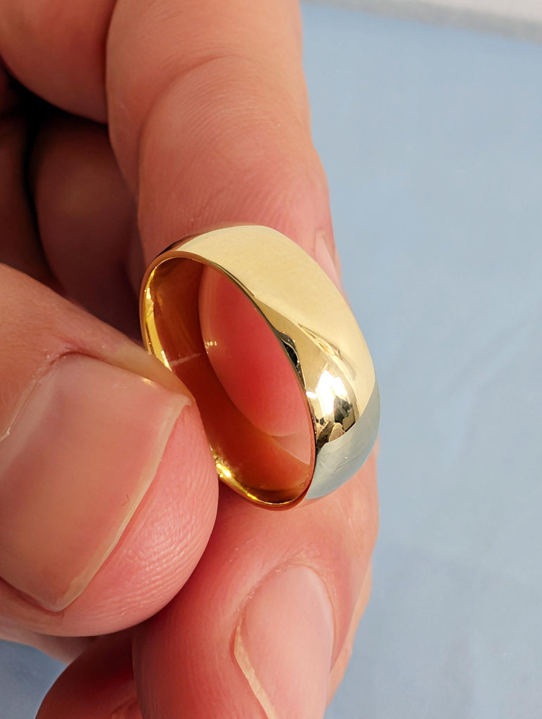 14K Solid Gold Chunky Dome Ring, Classic Dome Wedding Band 5mm, Men's Engagement Ring, Comfort Fit Band image #8