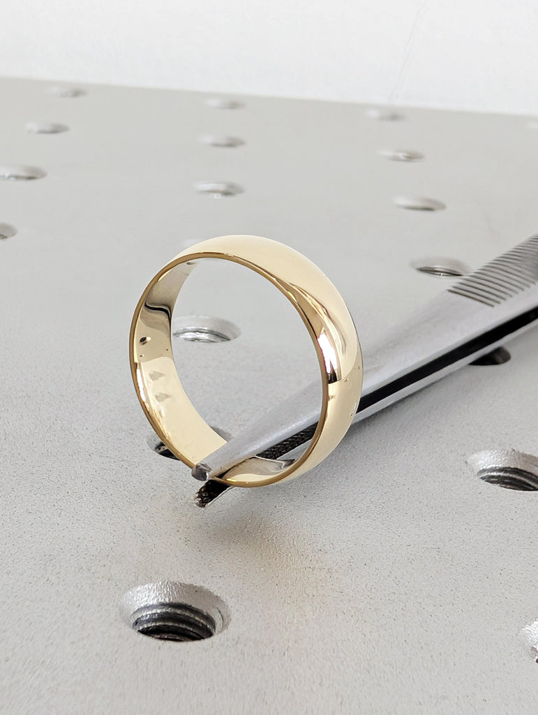 14K Solid Gold Chunky Dome Ring, Classic Dome Wedding Band 5mm, Men's Engagement Ring, Comfort Fit Band