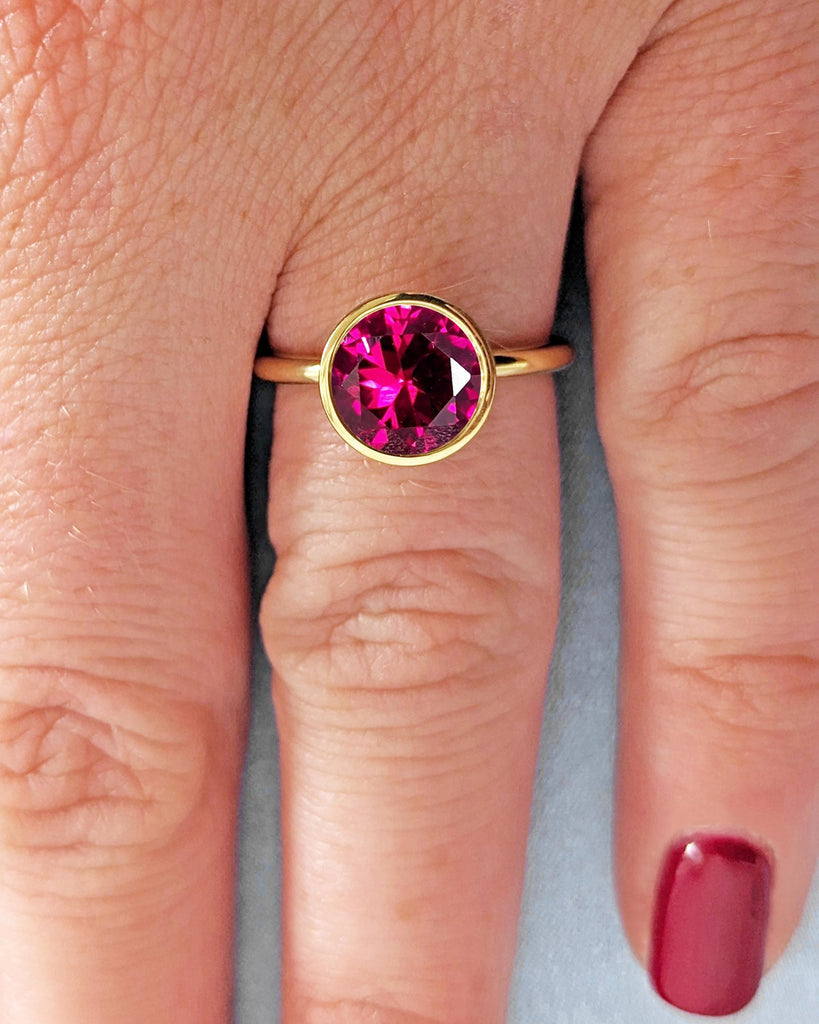 Vintage Tulip Setting Ruby Ring | Lotus Flower Ring | Antique Solid Gold Ruby Bezel Engagement Ring | Floral Nature Ring | Red Gemstone Ring image #7