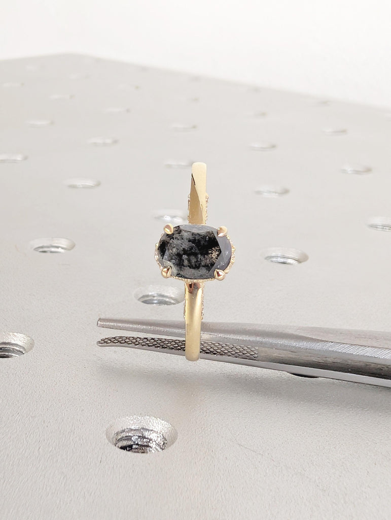 Salt and Pepper Diamond Engagement Ring