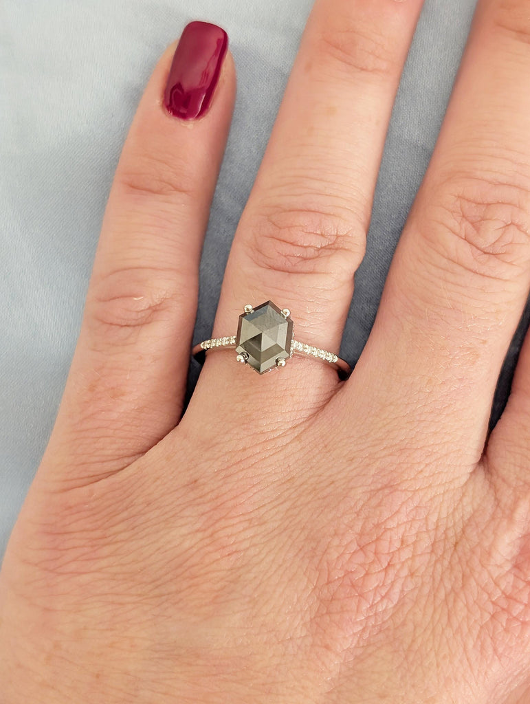 Salt and Pepper Diamond Engagement Ring