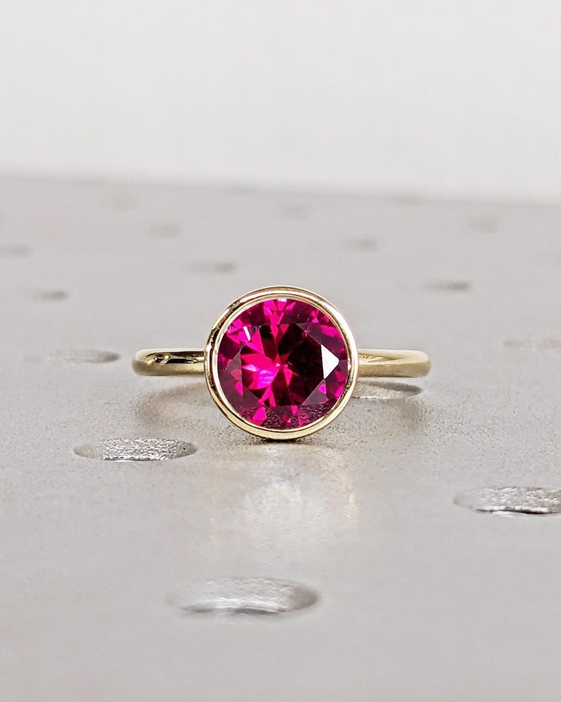 Vintage Tulip Setting Ruby Ring | Lotus Flower Ring | Antique Solid Gold Ruby Bezel Engagement Ring | Floral Nature Ring | Red Gemstone Ring image #8