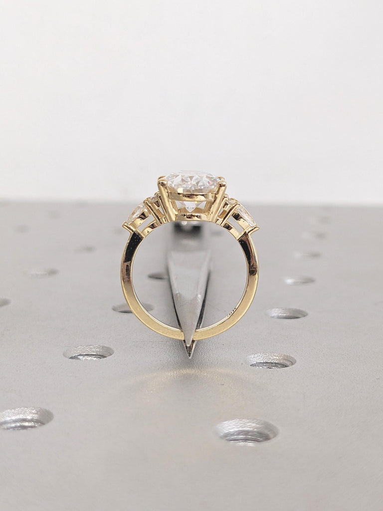 Diamond Cluster Ring, Oval Engagement Ring, 18k Solid Gold Promise Ring for Her, 3 Carat Lab Grown Diamond Ring for Women, Statement Rings image #4