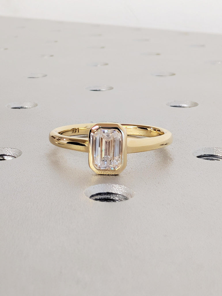 Vintage Bezel Oval Cut Moissanite Engagement Ring, 14K Solid Gold Classic Solitaire Wedding Ring, Personalized Gift, Bridal Jewelry image #7