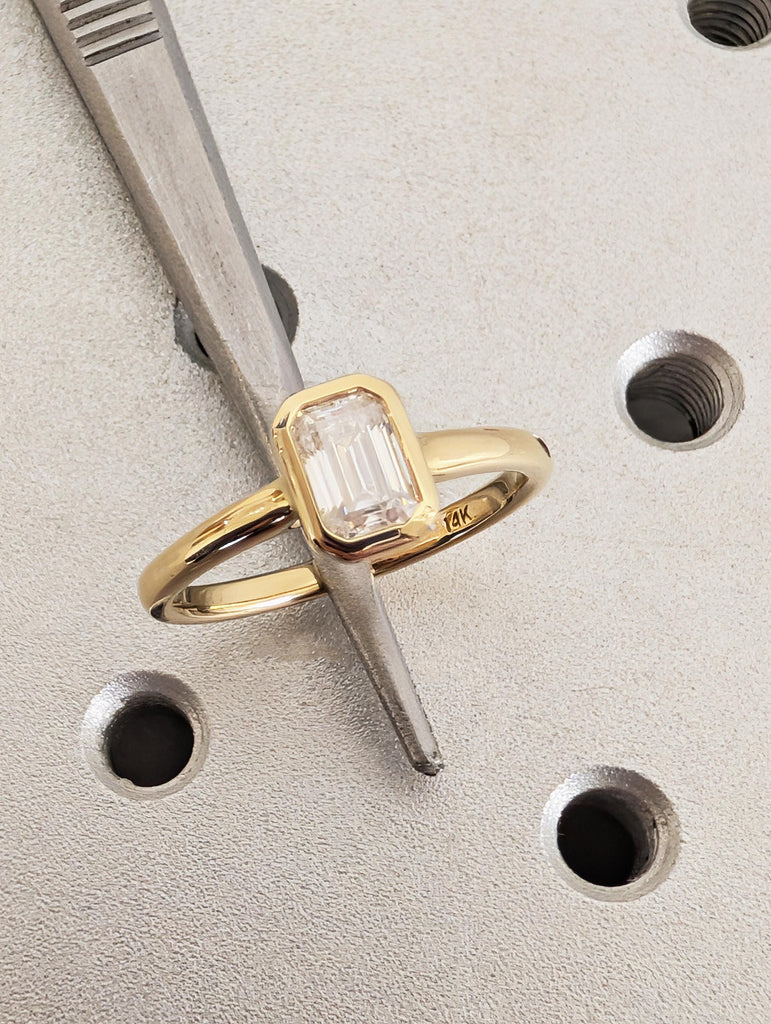 Vintage Bezel Oval Cut Moissanite Engagement Ring, 14K Solid Gold Classic Solitaire Wedding Ring, Personalized Gift, Bridal Jewelry image #11