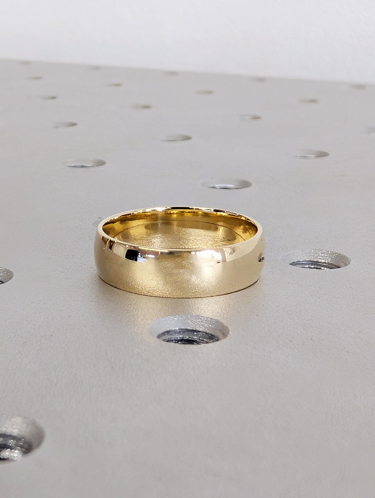 14K Solid Gold Chunky Dome Ring, Classic Dome Wedding Band 5mm, Men's Engagement Ring, Comfort Fit Band image #7