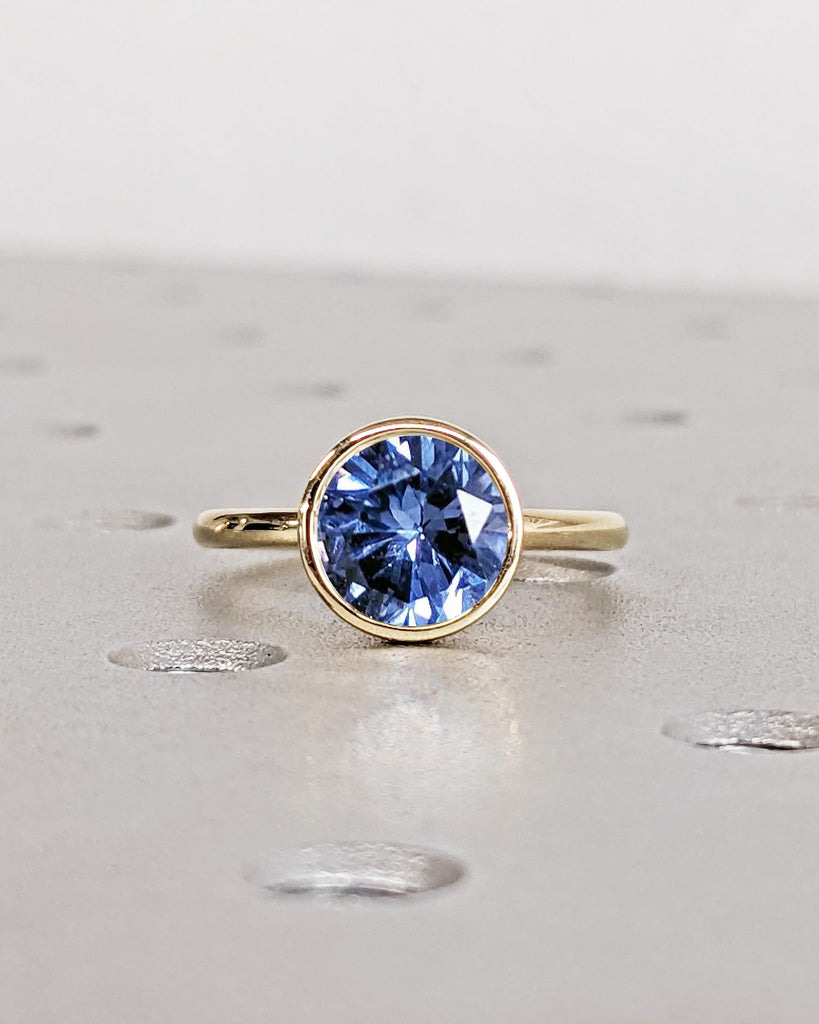 Vintage Tulip Setting Tanzanite Ring, Lotus Flower Nature Ring, Yellow Gold Bezel Engagement Ring, Violet Blue Tanzanite December Birthstone image #9