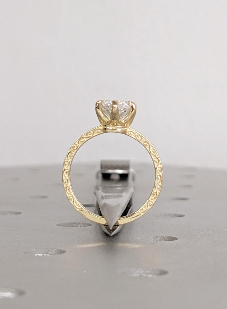 Marquise Lab Grown Diamond Engagement Ring, 14K Yellow Gold Filigree Ring, Vintage Inspired Solitaire, Elegant Bridal Ring, Promise Ring image #7