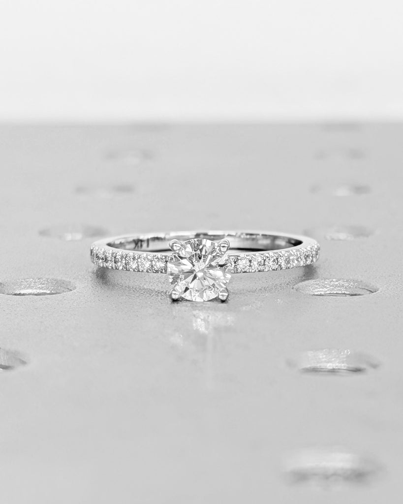 Round Lab Created Diamond Ring, Pave Half Eternity Wedding White Gold Ring, 0.5 to 4 CT Promise Ring for Her, Anniversary Ring Gift for Wife image #2
