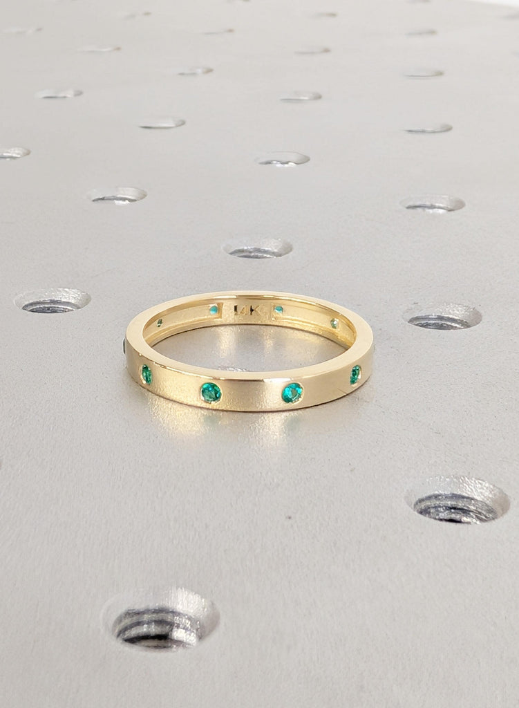Emerald Wedding Ring, 14K Yellow Gold Matching Engagement Ring, Green Emerald Gold Wedding Band, Ring Stacks, Minimalist Ring, Everyday Ring image #2