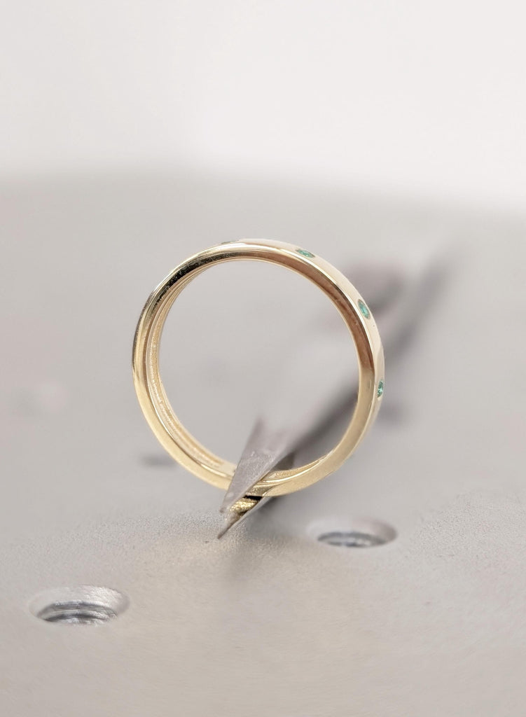 Emerald Wedding Ring, 14K Yellow Gold Matching Engagement Ring, Green Emerald Gold Wedding Band, Ring Stacks, Minimalist Ring, Everyday Ring image #7