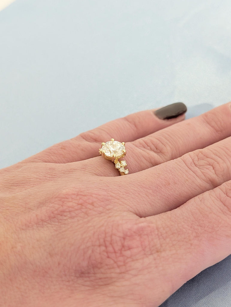 Lab Grown Diamond Engagement Ring, Snowdrift Cluster, Unique Gold Wedding Ring image #8