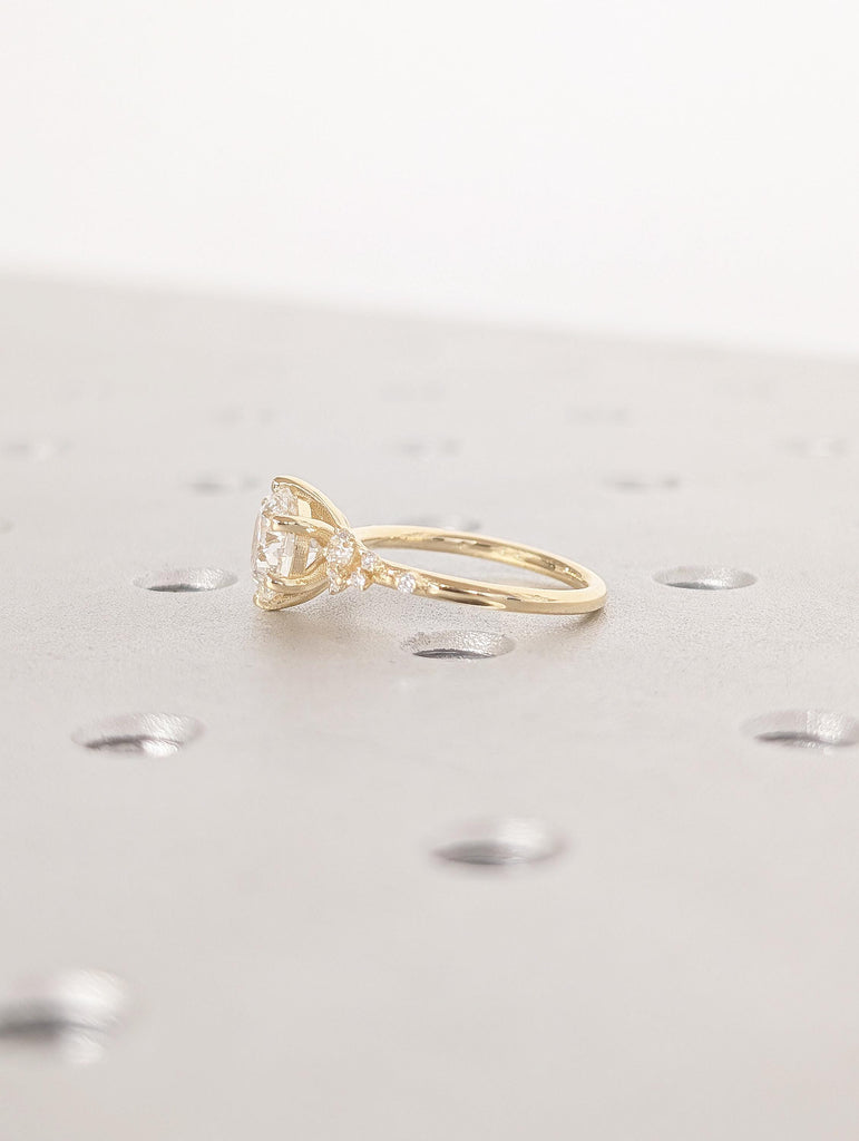 Lab Grown Diamond Engagement Ring, Snowdrift Cluster, Unique Gold Wedding Ring image #10
