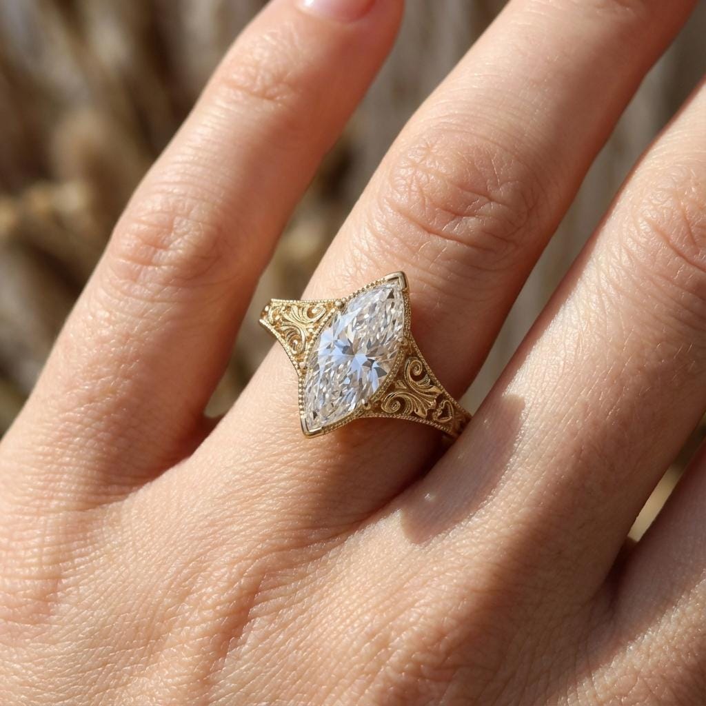 Filigree 14k Gold Solitaire Rings