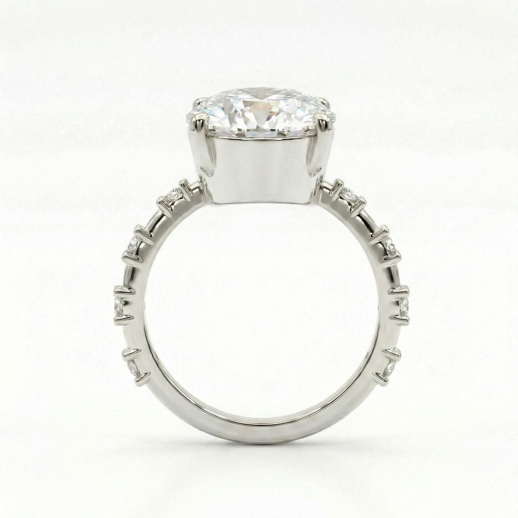 Huge 5ct VVS Moissanite Engagement Ring | 14k White Gold Oval cut Ring | Classic Simple Bridal Ring | Big Carat Wedding Ring image #4