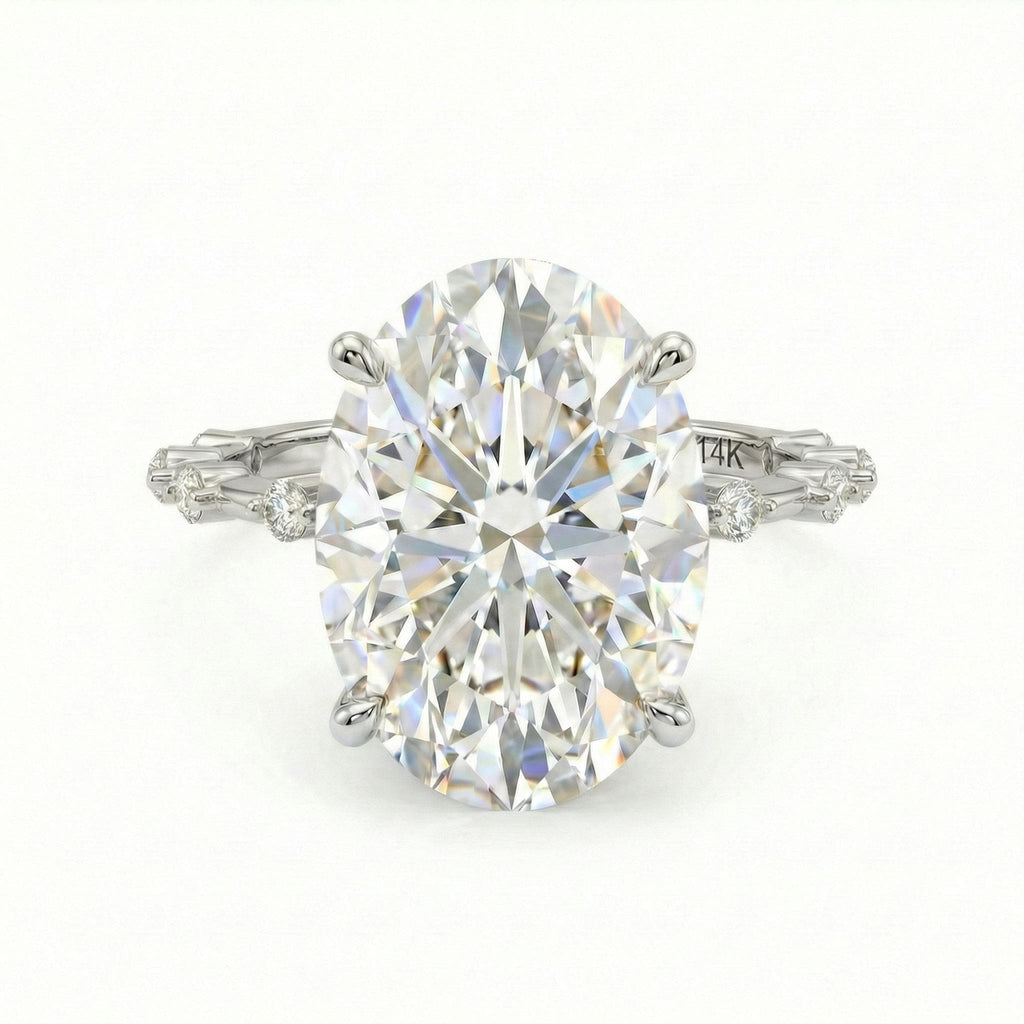Huge 5ct Oval Lab Diamond Engagement Ring | White Gold Oval cut Ring | Classic Simple Bridal Ring | IGI Lab Grown Diamond image #3