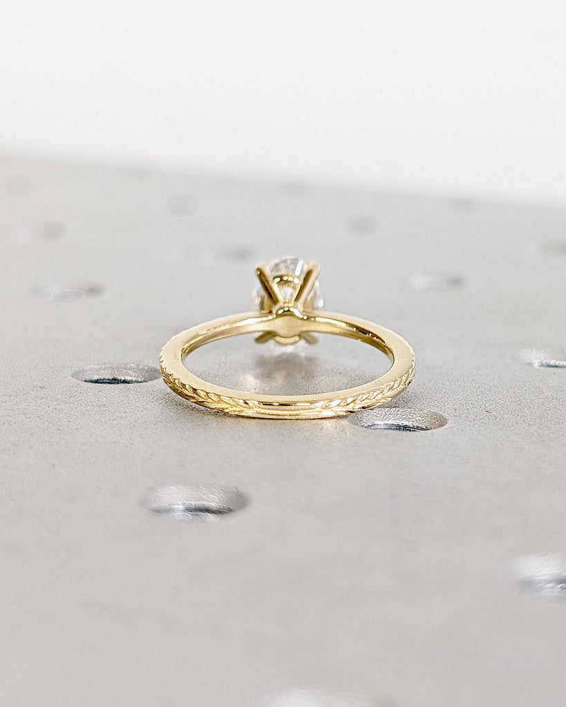 Oval Lab Diamond Engagement Ring, 14K Solid Gold Olive Leaf Ring, Olive Branch Band Ring, Nature Laurel Leaf Ring, Anniversary Gift for Wife image #7