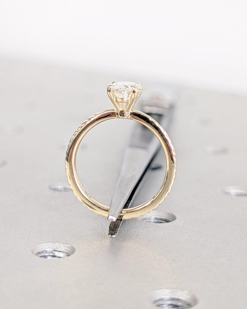 Oval Lab Diamond Engagement Ring, 14K Solid Gold Olive Leaf Ring, Olive Branch Band Ring, Nature Laurel Leaf Ring, Anniversary Gift for Wife image #8