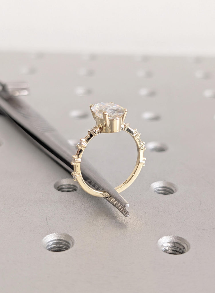 2 Carat Oval Lab Grown Diamond Engagement Ring, 14k Yellow Gold, Minimalist Thin Diamond Band, IGI Certified Diamond Ring, Gold Promise Ring image #14
