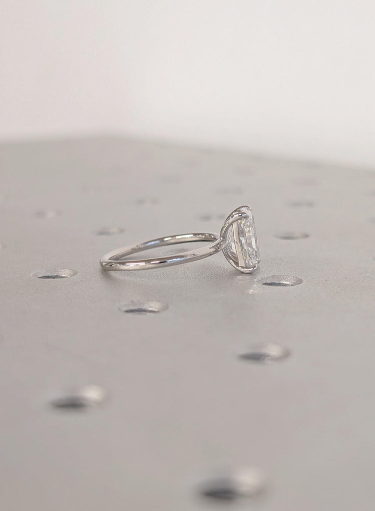 Moissanite Engagement Ring in Platinum, Radiant Cut Bridal Solitaire image #6