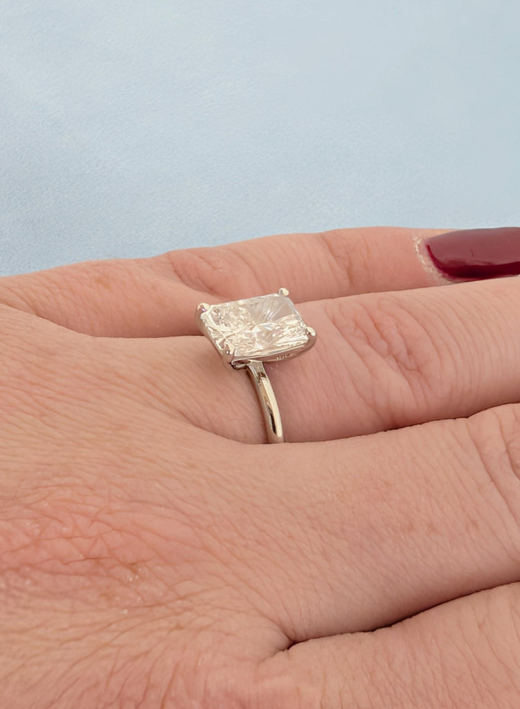 Radiant Moissanite Engagement Ring, 14K Gold / 18k Gold / Platinum Promise Ring, Moissanite Solitaire Rings, Everyday Jewelry, Ring For Her image #4