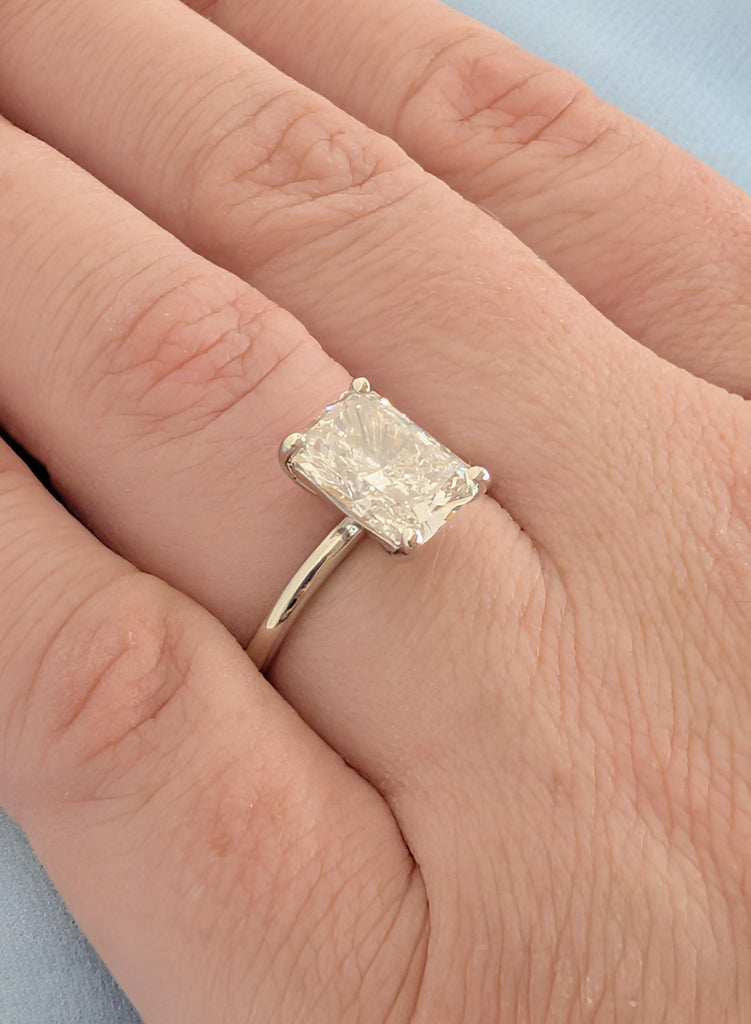 Radiant Moissanite Engagement Ring, 14K Gold / 18k Gold / Platinum Promise Ring, Moissanite Solitaire Rings, Everyday Jewelry, Ring For Her image #3