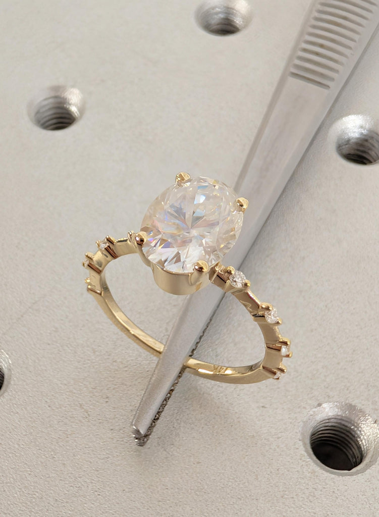 14K Yellow Gold Engagement Rings, Solid Gold Woman's Ring, Diamond Jewelry, Unique Lab Grown Diamond Ring, Wedding Ring, Anniversary Ring image #12