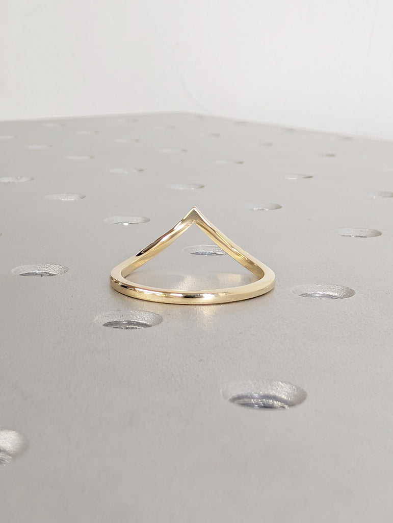 14k Yellow Gold Wedding Band Women, Stackable Rings, Chevron Wedding Band, Matching Ring, Ombre Diamond Wedding Band, V Shaped Wedding Band image #10