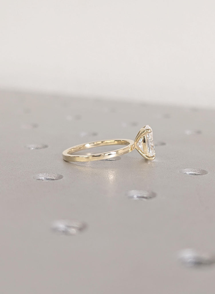 14K Yellow Gold Lab Grown Diamond, Certified Antique Diamond Engagement Rings, Diamond Solitaire Wedding Rings, Cushion Promise Ring For Her image #5