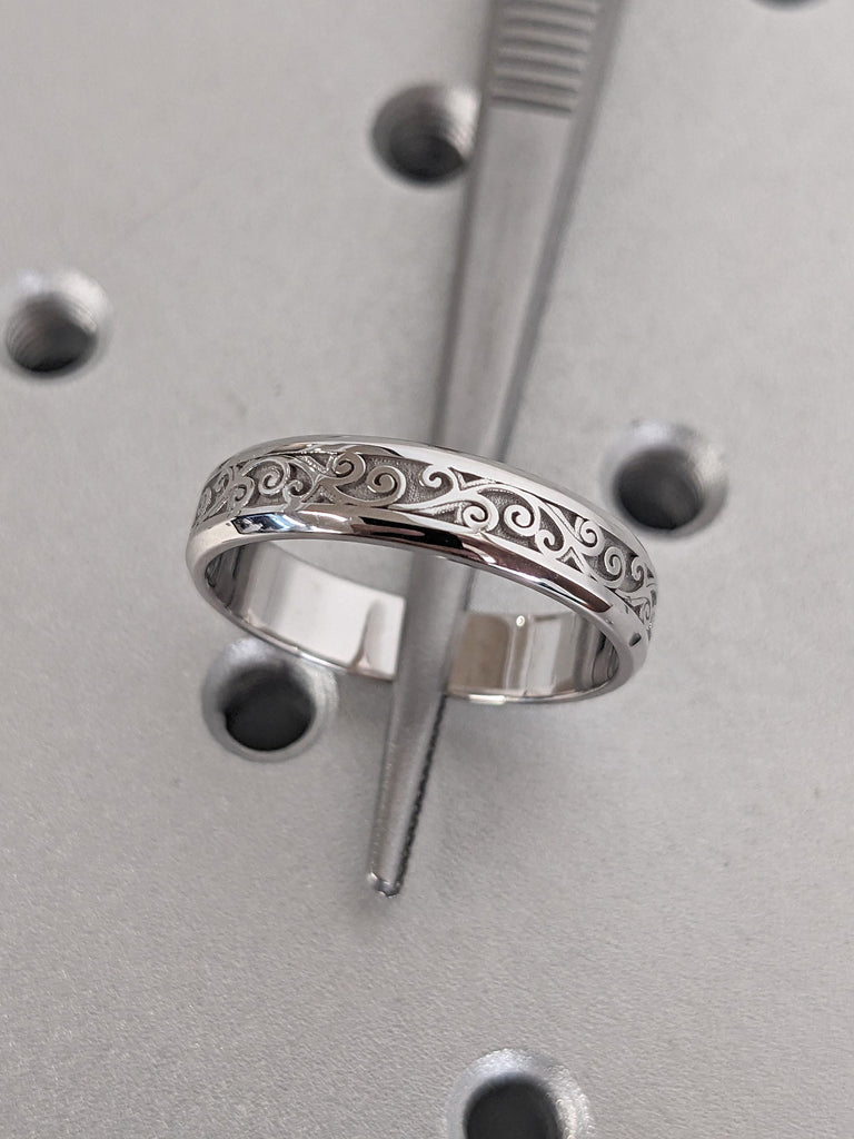 5mm Solid Gold Wedding Band for Him | Vintage Wedding Ring | Handmade Filigree Ring | Mens Engagement Ring | Alternative Ring