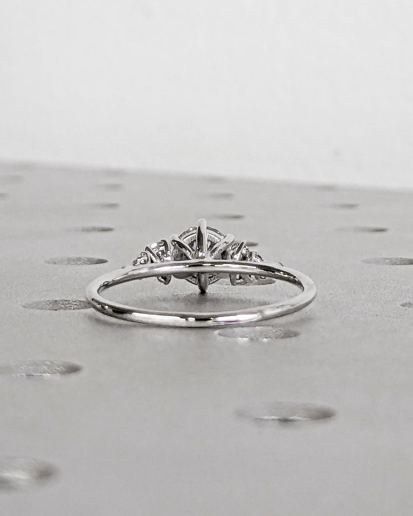 Unique Snowdrift Cluster Promise Ring: Round cut Moissanite, 14K White Gold, Art Deco Wedding Ring image #9