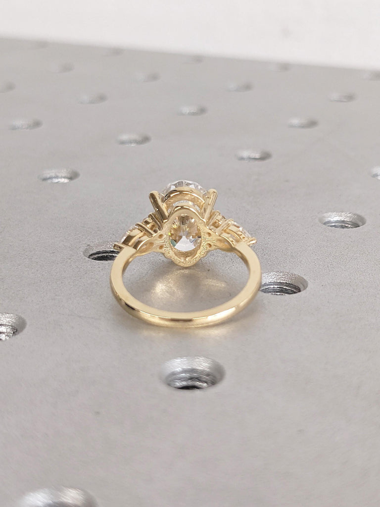Diamond Cluster Ring, Oval Engagement Ring, 18k Solid Gold Promise Ring for Her, 3 Carat Lab Grown Diamond Ring for Women, Statement Rings image #6