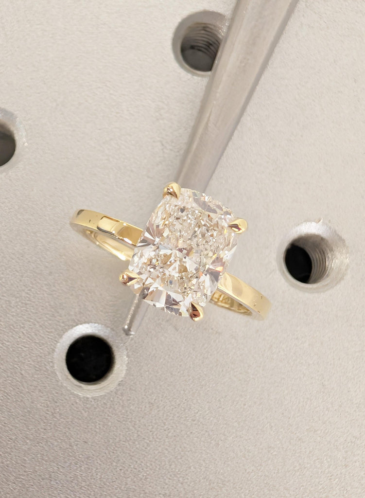 Moissanite Engagement Rings, Cushion Cut Moissanite Ring, 14K Yellow Gold Solitaire Wedding Ring, Rings For Woman, Statement Ring, Gold Ring