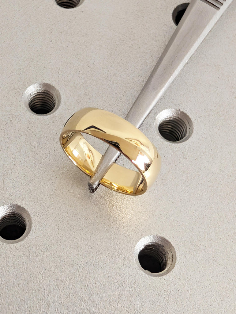 14K Solid Gold Chunky Dome Ring, Classic Dome Wedding Band 5mm, Men's Engagement Ring, Comfort Fit Band image #5