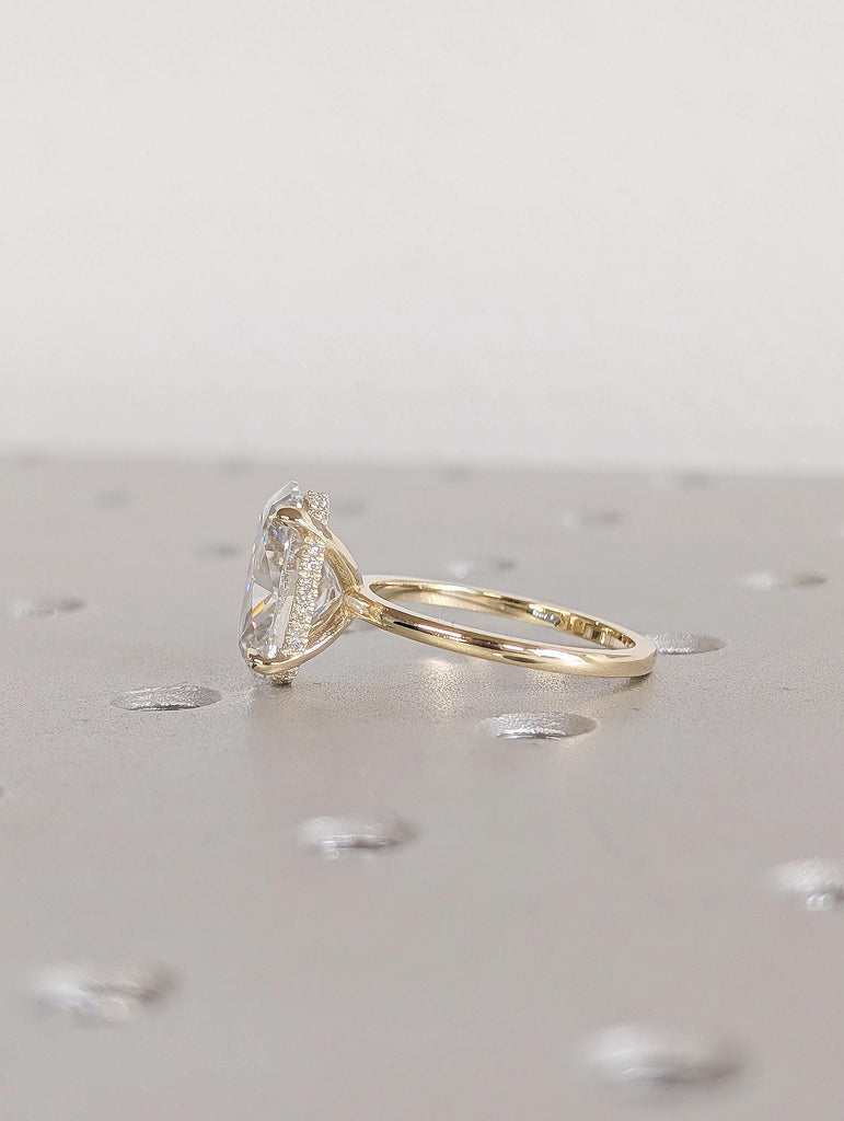 4 Carat Certified Lab Diamond Engagement Ring, 14K Solid Gold Wedding Ring, Hidden Halo Diamond Engagement Ring, Women Anniversary Ring image #4
