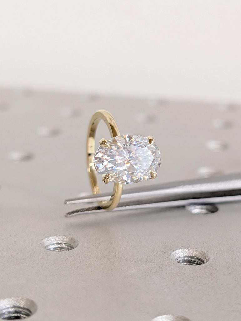 4 Carat Certified Lab Diamond Engagement Ring, 14K Solid Gold Wedding Ring, Hidden Halo Diamond Engagement Ring, Women Anniversary Ring image #5