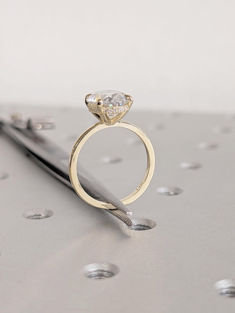4 Carat Certified Lab Diamond Engagement Ring, 14K Solid Gold Wedding Ring, Hidden Halo Diamond Engagement Ring, Women Anniversary Ring image #7