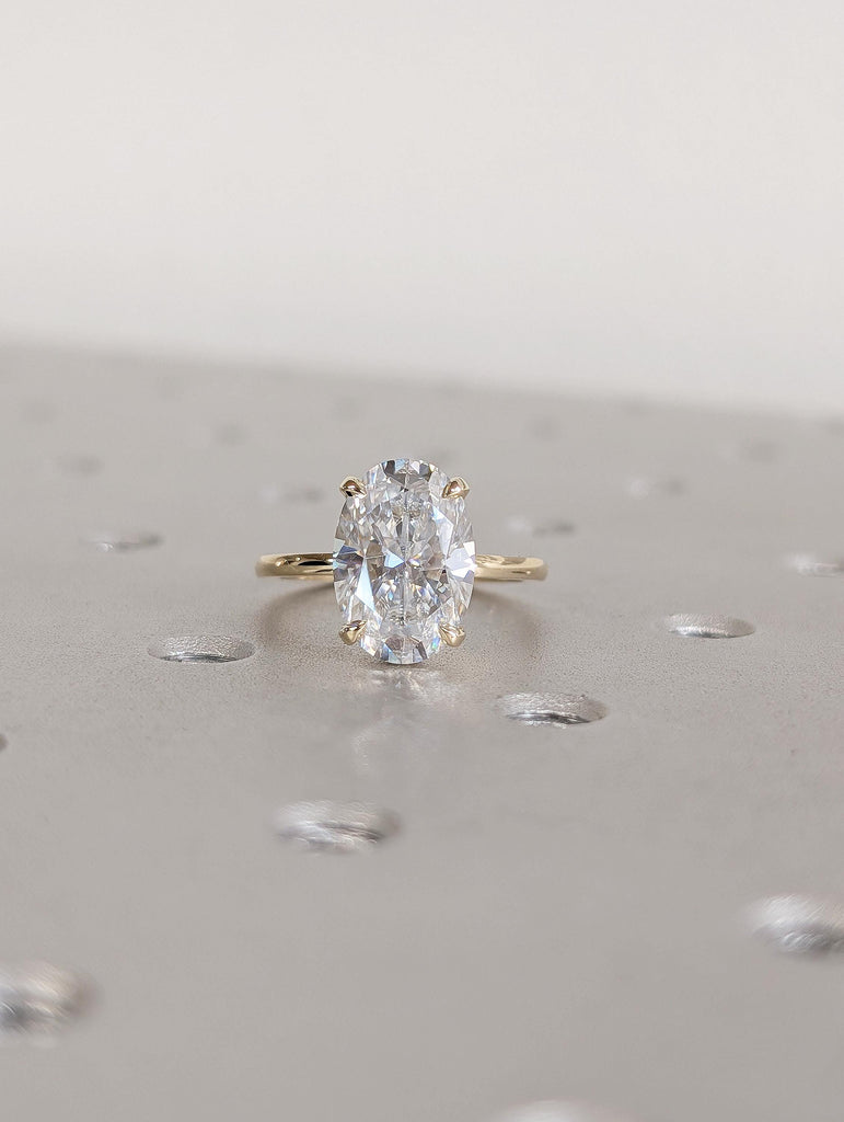 4 Carat Certified Lab Diamond Engagement Ring, 14K Solid Gold Wedding Ring, Hidden Halo Diamond Engagement Ring, Women Anniversary Ring