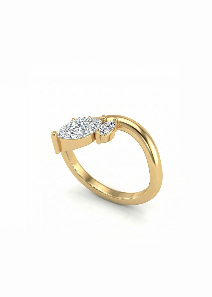 Marquise Diamond Engagement Ring | Genuine Lab Grown Diamond Anniversary Ring | Unique Proposal Ring for Her | Two Prong Setting Ring Gift image #4