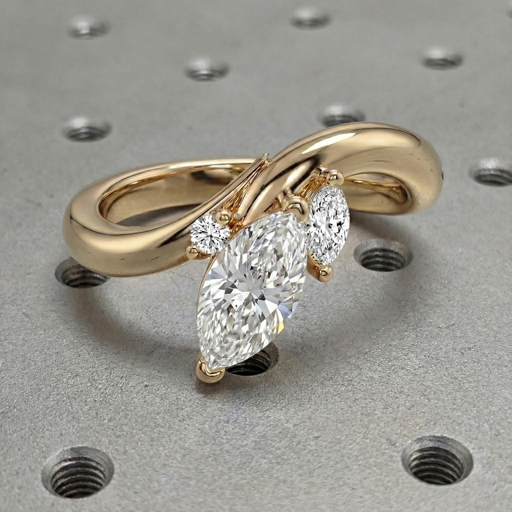 Marquise Diamond Engagement Ring | Genuine Lab Grown Diamond Anniversary Ring | Unique Proposal Ring for Her | Two Prong Setting Ring Gift image #3