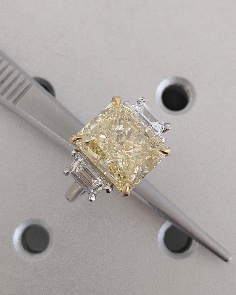 Big 5 Carat Yellow Diamond Ring | Platinum and 18k Yellow Gold Two Tone Ring