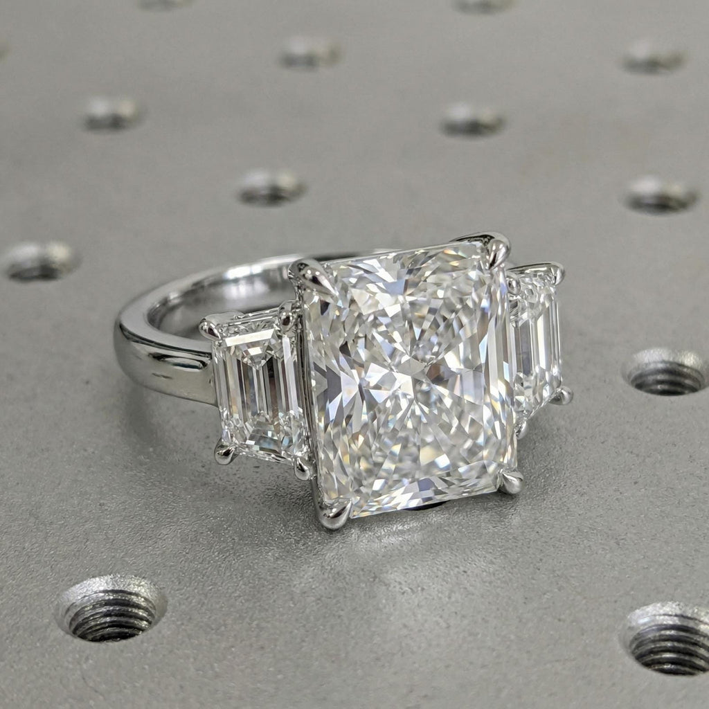 14k/18k Solid Gold Rings for Women: 5 Carat Moissanite, Radiant & Trapezoid cut, Talon Prong Setting image #3