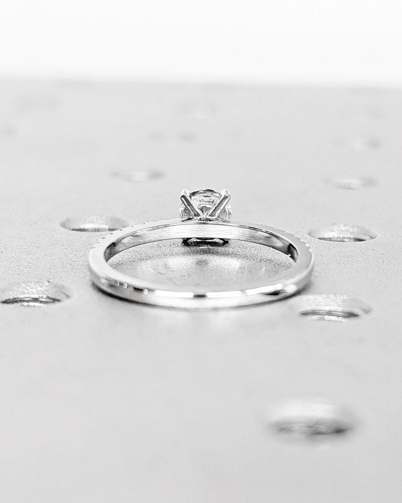 Round Lab Created Diamond Ring, Pave Half Eternity Wedding White Gold Ring, 0.5 to 4 CT Promise Ring for Her, Anniversary Ring Gift for Wife image #10