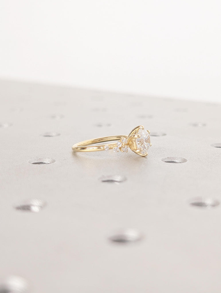 Lab Grown Diamond Engagement Ring, Snowdrift Cluster, Unique Gold Wedding Ring image #4