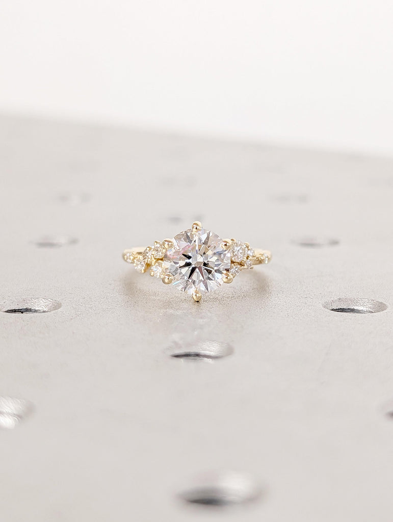 Lab Grown Diamond Engagement Ring, Snowdrift Cluster, Unique Gold Wedding Ring image #5