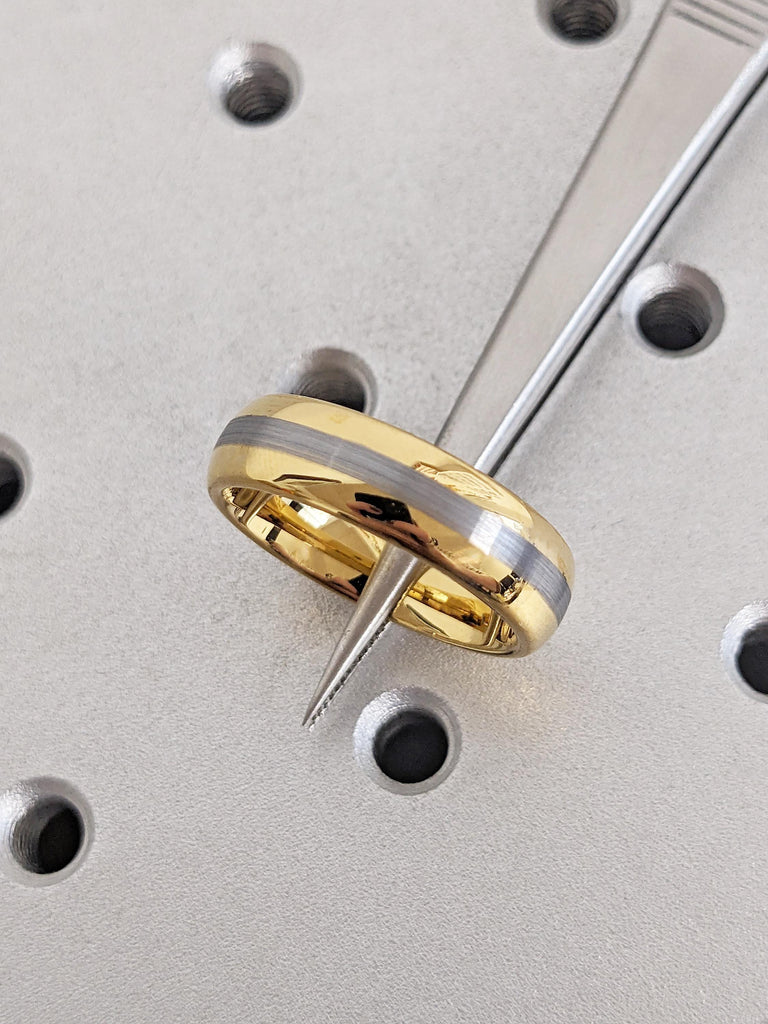 Domed Gold Tungsten Ring