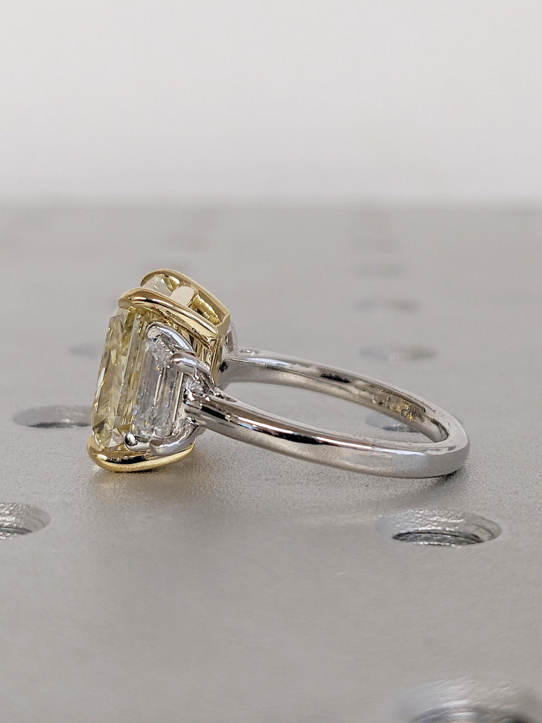 925 Silver Fancy Yellow Lab Grown Diamond Engagement Rings for Women | Radiant cut Three Stone Wedding Ring Anniversary Gift image #6