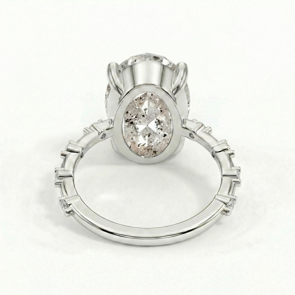 Salt and Pepper Diamond Galaxy Engagement Ring - Raw Diamond - Salt Pepper Diamond - OOAK Ring - Grey Diamond - Oval Diamond - Gray 5ct image #5