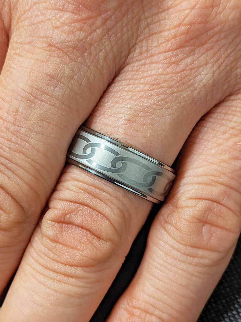 Tungsten Carbide Ring, 8mm Men's Wedding Band, Unique Celtic Ring for Him image #1