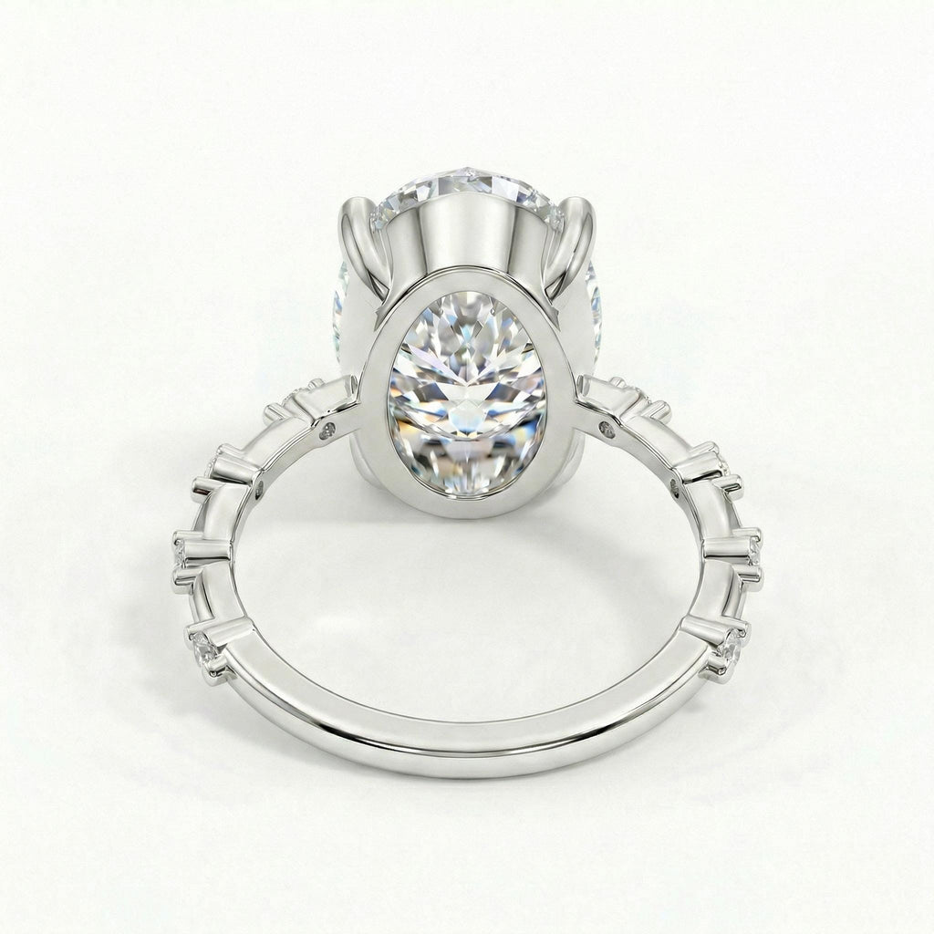 Huge 5ct Oval Lab Diamond Engagement Ring | White Gold Oval cut Ring | Classic Simple Bridal Ring | IGI Lab Grown Diamond image #6